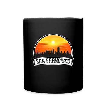 San Francisco Californie Usa Skyline Vintage Sunse - Mug uni - noir - Devant