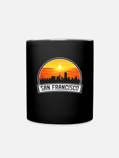 San Francisco Californie Usa Skyline Vintage Sunse - Mug uni - noir