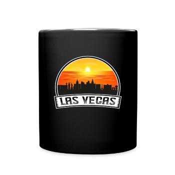 Las Vegas Nevada USA Skyline Vintage Sonnenuntergang Reisen - Tasse einfarbig - Schwarz - Vorne