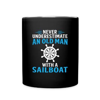 never underestimate an old man with a sailboat - Full Colour Mug - black - Front