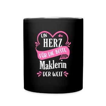 Maklerin Immobilienmakler Immobilien Beruf Spruch - Tasse einfarbig - Schwarz - Vorne