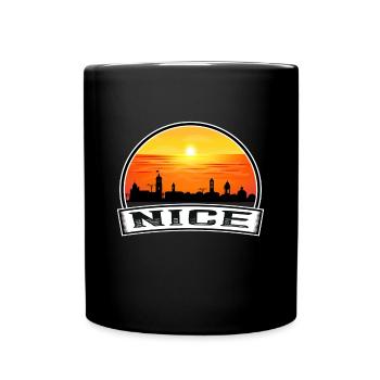 Nice France Skyline Vintage Sunset Travel Souvenir - Full Colour Mug - black - Front