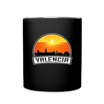Valencia Spain Skyline Vintage Sunset Travel Souve - Full Colour Mug - black - Front
