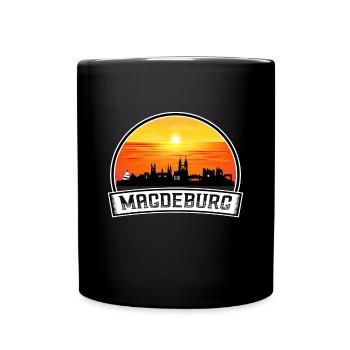 Magdeburg Deutschland Skyline Vintage Sonnenuntergang Reisen So - Tasse einfarbig - Schwarz - Vorne