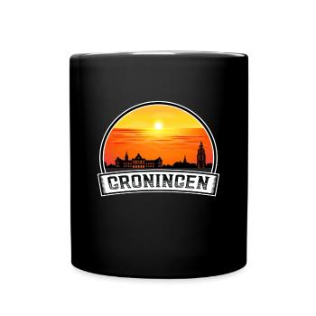 Groningen Niederlande Skyline Vintage Sonnenuntergang Trave - Tasse einfarbig - Schwarz - Vorne