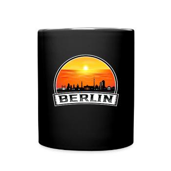 Berlin Deutschland Skyline Vintage Sonnenuntergang Reise Souve - Tasse einfarbig - Schwarz - Vorne