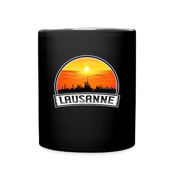 Lausanne Suisse Skyline Vintage Sunset Voyage - Mug uni - noir - Devant