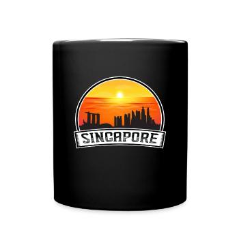 Singapour Singapour Skyline Vintage Sunset Voyage - Mug uni - noir - Devant