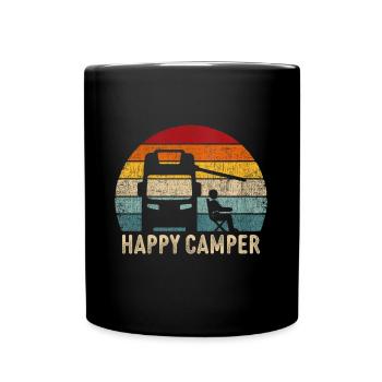 retro camping car t-shirt campeur - Mug uni - noir - Devant