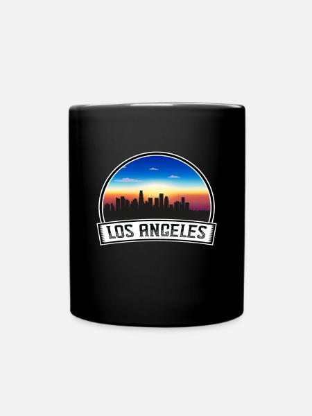 Los Angeles Kalifornien USA Skyline Vintage Sonnenuntergang - Tasse einfarbig - Schwarz