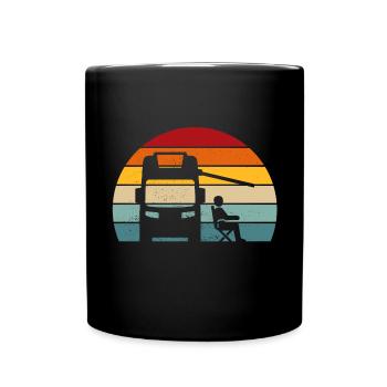 retro camper camping vintage t-shirt motorhome - Full Colour Mug - black - Front