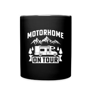 motorhome on tour t-shirt camping - Full Colour Mug - black - Front