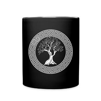 Griechisches Symbol des weißen Olivenbaums - Tasse einfarbig - Schwarz - Vorne