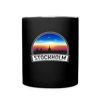 Stockholm Schweden Skyline Vintage Sonnenuntergang Reise Sou - Tasse einfarbig - Schwarz - Vorne