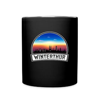 Winterthur Suisse Skyline Vintage Coucher de Soleil Trav - Mug uni - noir - Devant