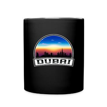 Dubai Uae Skyline Vintage Sunset Travel Souvenir - Full Colour Mug - black - Front