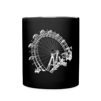 Wiener Riesenrad im Prater, Wahrzeichen von Wien - Tasse einfarbig - Schwarz - Vorne