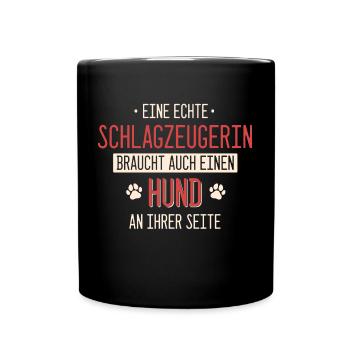 Schlagzeug Schlagzeuger Drummer Instrument Spruch - Tasse einfarbig - Schwarz - Vorne