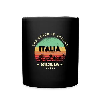 Design de plage vintage Sicile Italie - Mug uni - noir - Devant