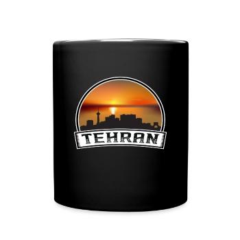 Tehran Iran Skyline Vintage Sunset Travel Souvenir - Full Colour Mug - black - Front