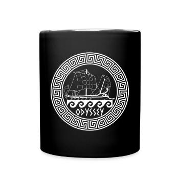 Symbol eines weißen griechischen Bootes - Tasse einfarbig - Schwarz - Vorne