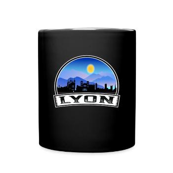 Lyon Frankreich Skyline Vintage Sonnenuntergang Reise Souvenir - Tasse einfarbig - Schwarz - Vorne