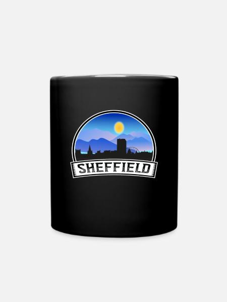 Sheffield England Skyline Vintage Sunset Travel So - Full Colour Mug - black