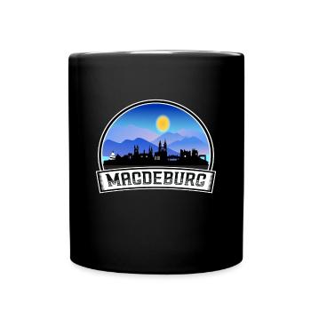 Magdeburg Deutschland Skyline Vintage Sonnenuntergang Reisen So - Tasse einfarbig - Schwarz - Vorne