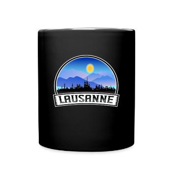 Lausanne Suisse Skyline Vintage Sunset Voyage - Mug uni - noir - Devant