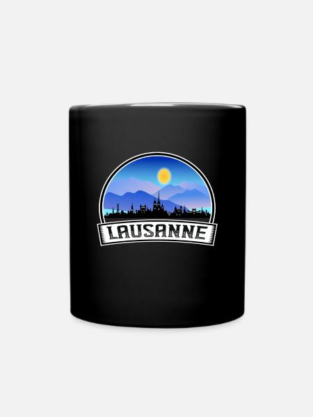 Lausanne Schweiz Skyline Vintage Sonnenuntergang Reisen - Tasse einfarbig - Schwarz