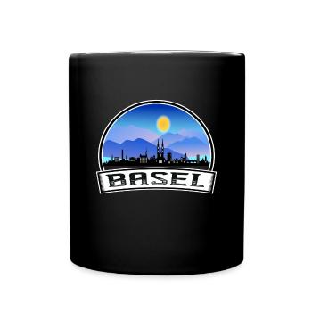 Basel Schweiz Skyline Vintage Sonnenuntergang Reisen So - Tasse einfarbig - Schwarz - Vorne