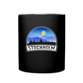 Stockholm Schweden Skyline Vintage Sonnenuntergang Reise Sou - Tasse einfarbig - Schwarz - Vorne