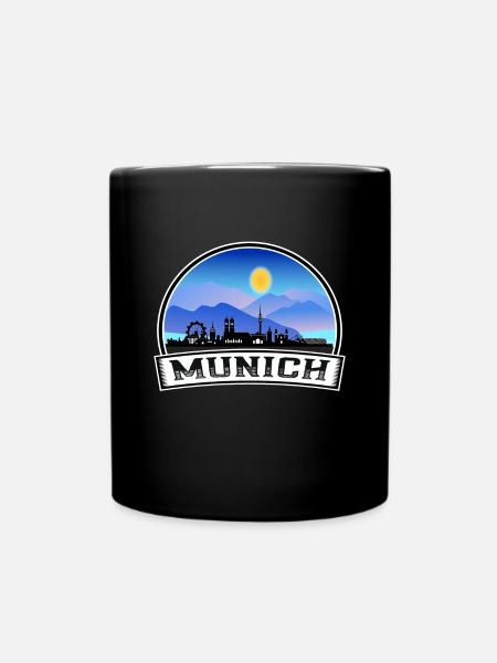 Munich Allemagne Skyline Vintage Sunset Voyage Souve - Mug uni - noir