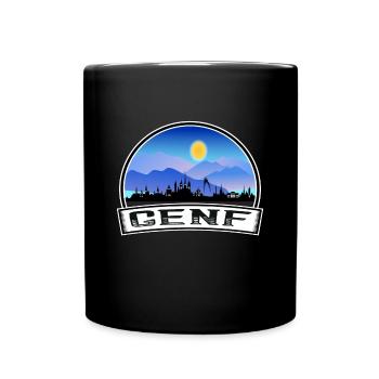Genf Schweiz Skyline Vintage Sonnenuntergang Reise Sou - Tasse einfarbig - Schwarz - Vorne