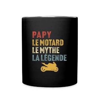 Papy le motard le mythe la légende - Mug uni - noir - Devant