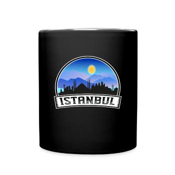 Istanbul Türkei Skyline Vintage Sonnenuntergang Reise Souv - Tasse einfarbig - Schwarz - Vorne