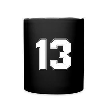 13 Jahre Trikot-Nummer 13 - Tasse einfarbig - Schwarz - Vorne