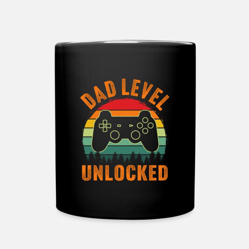 Dad level unlocked retro t shirt papa - Mug uni - noir
