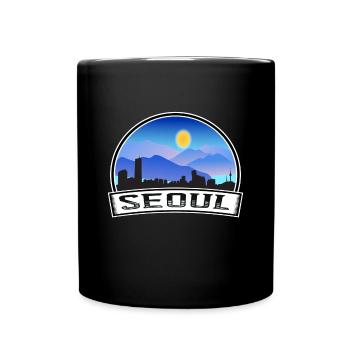 Seoul South Korea Skyline Vintage Sunset Travel So - Full Colour Mug - black - Front