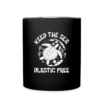 Keep The Sea Plastic Free Save Ocean - Full Colour Mug - black - Front