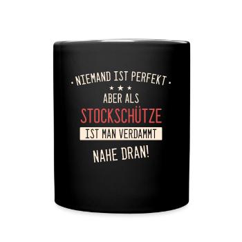 Stockschießen Eisstockschießen Eisstock Spruch - Tasse einfarbig - Schwarz - Vorne