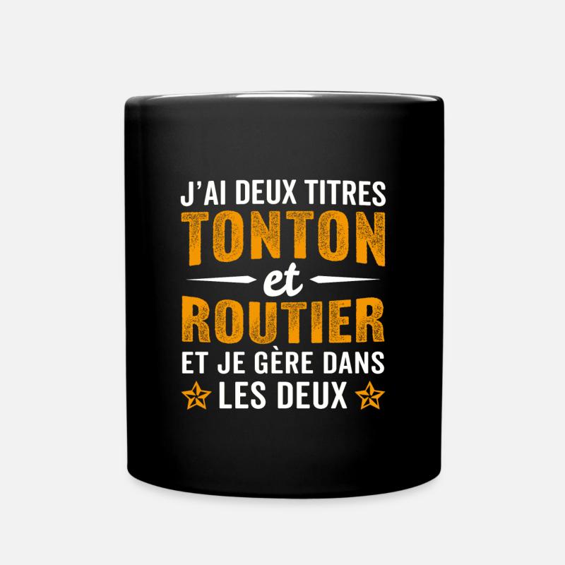 J'ai deux titres tonton et routier chauffeur - Mug uni - noir