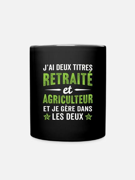 J'ai deux titres retraité et agriculteur - Mug uni - noir