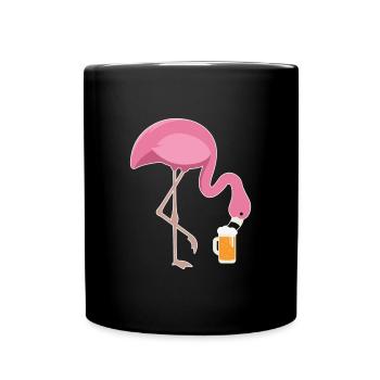 Flamingo Trinkbier Pink Flamingo - Tasse einfarbig - Schwarz - Vorne