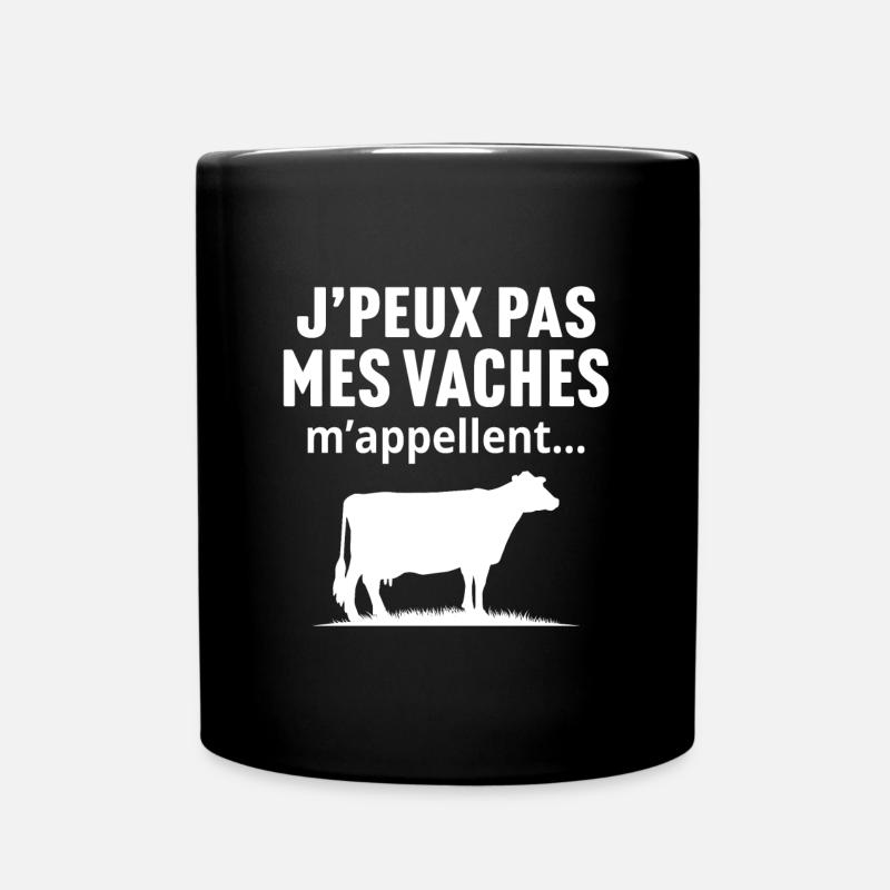 J'peux pas mes vaches m'appellent - Mug uni - noir