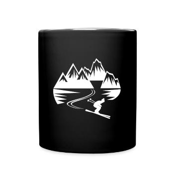 skieur ski montagne sport d'hiver - Mug uni - noir - Devant