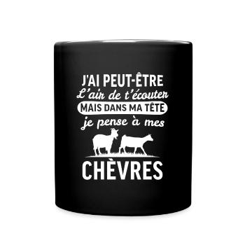 dans ma tête je pense à mes chèvres - Mug uni - noir - Devant