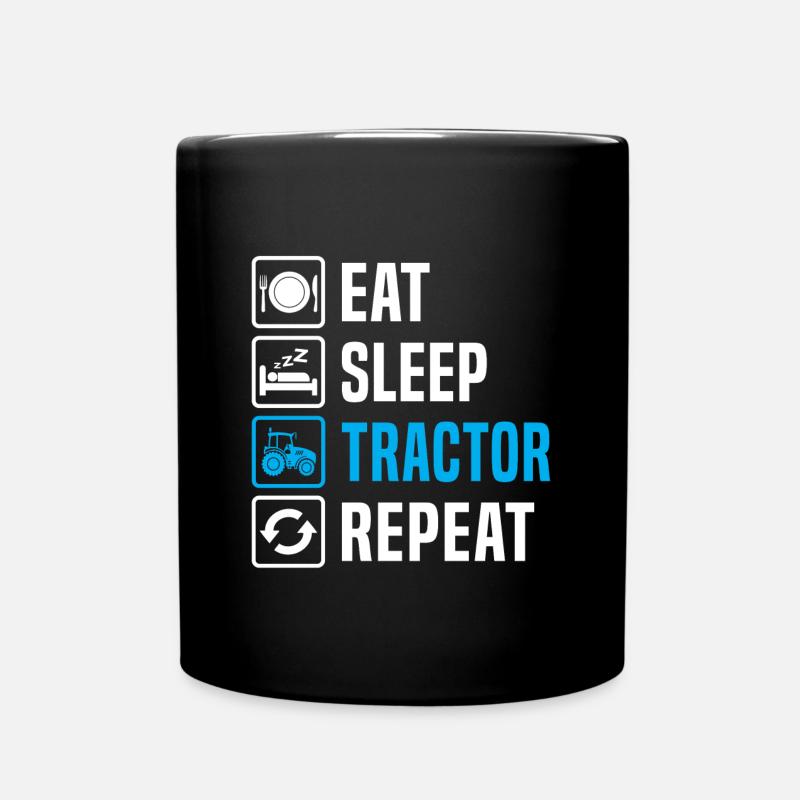 eat sleep tractor repeat - Mug uni - noir