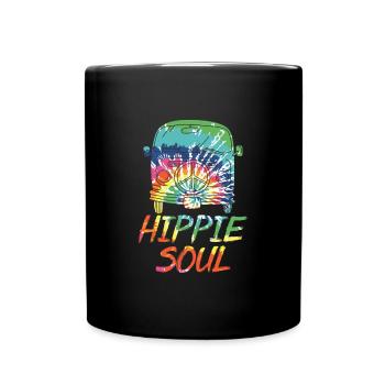 Coloré Hippy Van Symbole de paix Hippie - Mug uni - noir - Devant