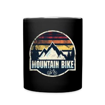 Retro Mountain Bike Patch - Full Colour Mug - black - Front